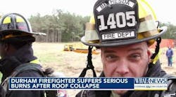 Durham firefighter glad to be alive after scary house fire, roof collapse