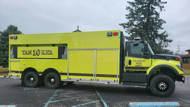 Rosenbauer built this tanker for the Bronson Fire Department on an International chassis.