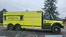 Rosenbauer built this tanker for the Bronson Fire Department on an International chassis.