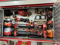 Burying battery-powered tools that are needed for truck work in the back of the rig&mdash;unlike the organized storage that&rsquo;s shown here&mdash;can limit what can be accomplished on the fireground severely.