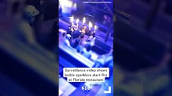 Surveillance video shows bottle sparklers start fire at Florida restaurant Surveillance video shows bottle sparklers start fire at Florida restaurant