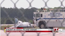 2 hurt ins small plane crash at RDU