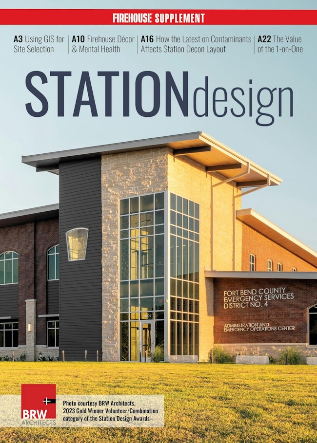 This special Station Design Supplement includes feature articles on using GIS to select a new station site, a new philosophy on firehouse images in conjunction with mental health and how the latest knowledge about contaminants affects station decon layout.