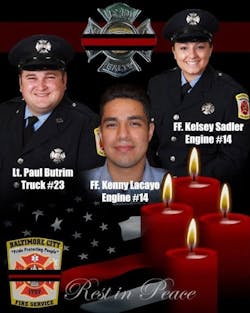 Lt. Paul Butrim, Lt. Kelsey Sadler and EMT/firefighter Kenny Lacayo were killed in the 2022 row house fire.