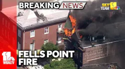 SkyTeam 11 over a fire in Fells Point