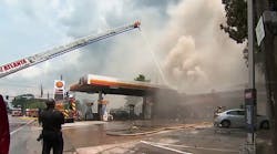 Gas station erupts in flames at Northside Drive