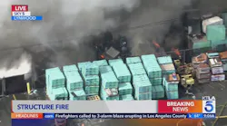 Firefighters called to 3-alarm blaze raging in Los Angeles County