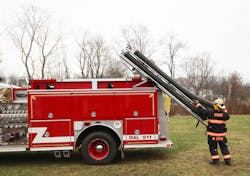 Ziamatic’s new Double Hard Sleeve Gantry might be the safest, most efficient way to retrieve two 10-foot hard sleeves from the top of a fire truck. Ziamatic’s new Double Hard Sleeve Gantry might be the safest, most efficient way to retrieve two 10-foot hard sleeves from the top of a fire truck.