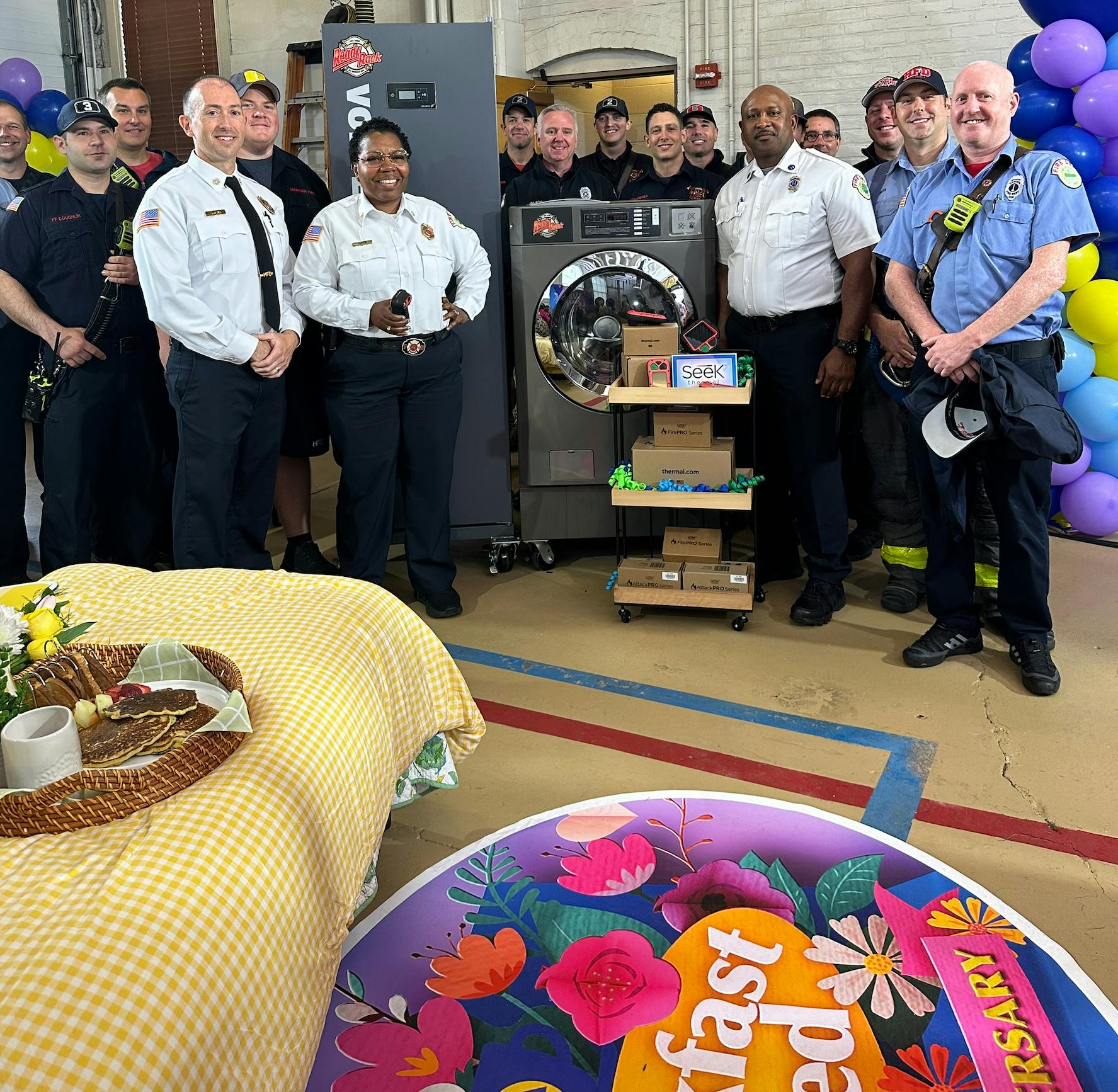 Ready Rack by Groves delighted Carter and the Hamden Fire Department with special gifts, including an EW35G Extractor, Decon Ready&trade; Decontamination Solutions, and the latest Vortex DC2 Drying Cabinet.