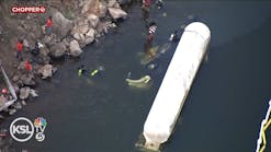 CHOPPER 5: Semi crashes into Deer Creek Reservoir, rescue crews search for driver