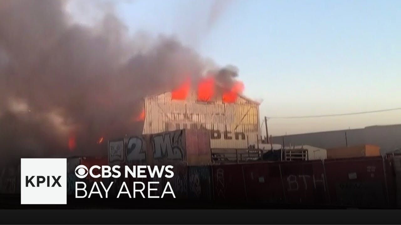 Massive blaze destroys Oakland lumber yard Sunday night