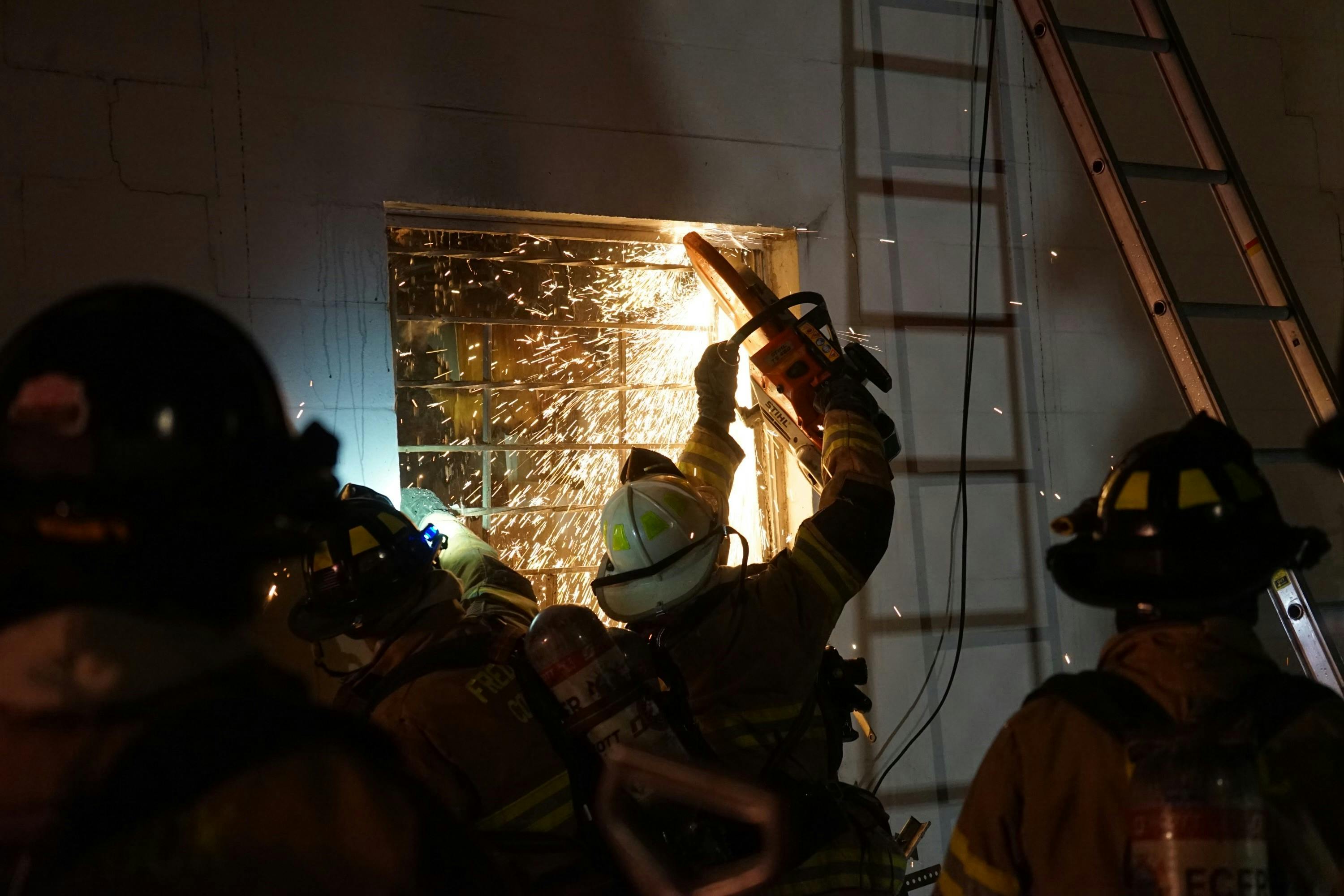 Cutting the metal tabs that are either built into the brick around a window or that are attached to the brick is the fastest, least strenuous of the three methods for attacking those tabs. Beating away the corner of the brick where a tab is set into mortar and getting behind the carriage bolt that attaches a tab to the brick require more work on the firefighter&rsquo;s part but aren&rsquo;t too time consuming.