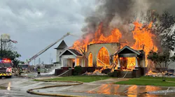 Firefighters prevented the fire from spreading to two other structures.