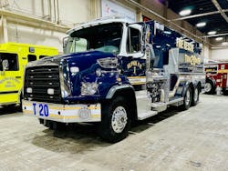 KME built this water tender for the Alpha Volunteer Fire Company on a Freightliner 114SD chassis.