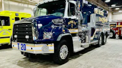 KME built this water tender for the Alpha Volunteer Fire Company on a Freightliner 114SD chassis.