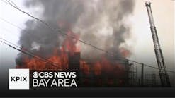 Explosive fire burning at Redwood City construction site intensifies