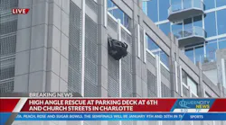 Vehicle Hanging out of Charlotte Parking Deck