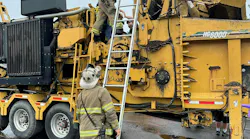 A wood mulcher that was approximately 50 feet long and 10 feet high was the site of an industrial accident when a worker entered the mulcher to attempt to clear a clogged, 500-lb. grate and the grate fell on him and fractured his leg.