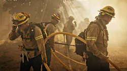 On Orwin road fire crews battle a hot spot at the Gorman Brush Fire in northern Los Angeles County on Sunday, June 16, 2024 in Gorman, CA.
