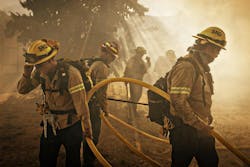 On Orwin road fire crews battle a hot spot at the Gorman Brush Fire in northern Los Angeles County on Sunday, June 16, 2024 in Gorman, CA. On Orwin road fire crews battle a hot spot at the Gorman Brush Fire in northern Los Angeles County on Sunday, June 16, 2024 in Gorman, CA.