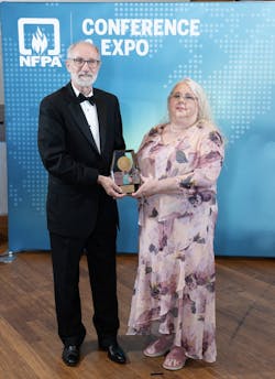 Jeff Stull and Crystal Forester accepted the 2024 Fire Protection Research Foundation Medal. Jeff Stull and Crystal Forester accepted the 2024 Fire Protection Research Foundation Medal.