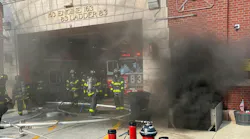 Firefighters from FDNY Ladder 83 returned to their station to find heavy smoke coming from the basement.