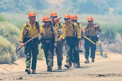 The Little Tujunga Hot Shots hike in to work the Post fire near Pyramid Lake on June 16, 2024. The Little Tujunga Hot Shots hike in to work the Post fire near Pyramid Lake on June 16, 2024.