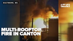Firefighters battle flames from the rooftops in Canton, FOX45 on the scene