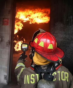 A Sanford firefighter operates at a recent blaze.