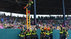 The Firefighters incorporating a ladder into some of their celebrations and gimmicks.
