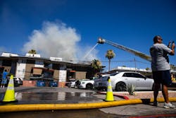 Clark County fire officials believe a gas leak sparked the Wednesday afternoon fire. Clark County fire officials believe a gas leak sparked the Wednesday afternoon fire.