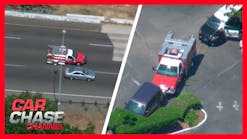Police chase stolen fire engine, suspect crashes vehicle into parked car | Car Chase Channel