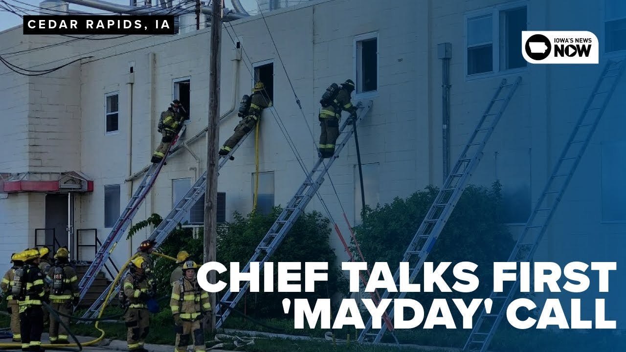 First 'Mayday' call of Cedar Rapids Fire Chief's career from fire at vacant factory