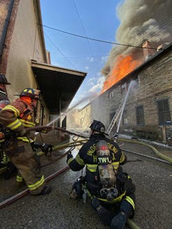 When Engine 31 of Frederick County Fire & Rescue arrived at a commercial building fire, crews reported heavy smoke showing. When Engine 31 of Frederick County Fire & Rescue arrived at a commercial building fire, crews reported heavy smoke showing.