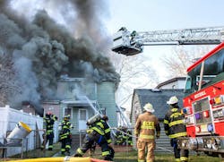 Members from at least a dozen municipalities battled a fire at a New Jersey duplex. Members from at least a dozen municipalities battled a fire at a New Jersey duplex.