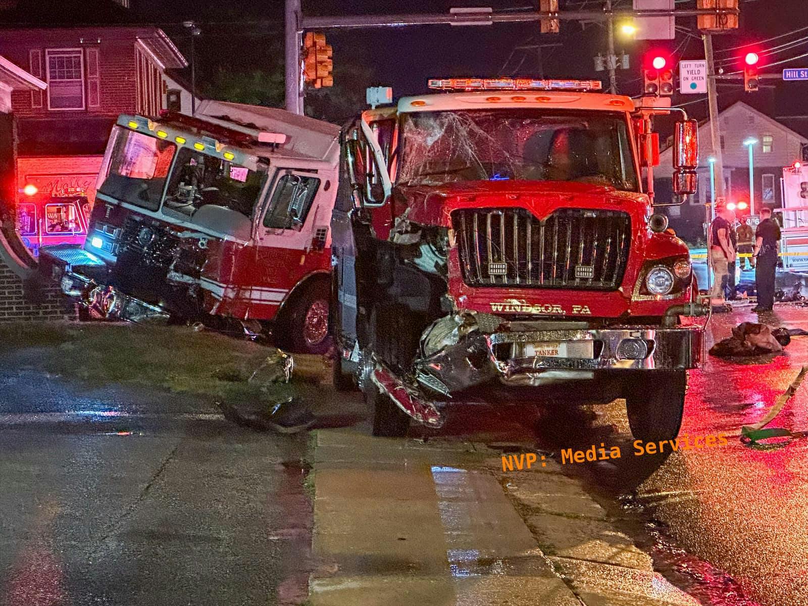 Two tankers responding to a multi-alarm blaze in York collided in Spring Garden Township.