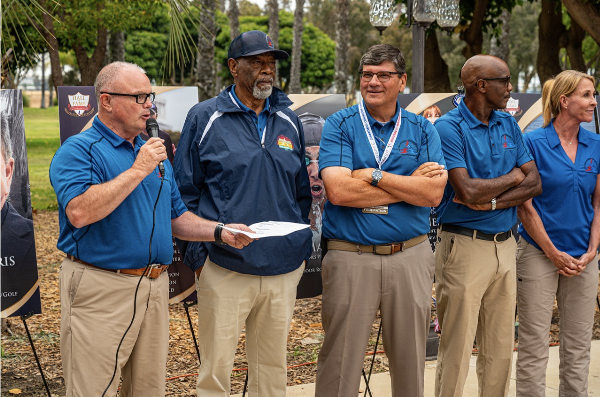 Members of the California Police Athletic Federation Board of Directors (from l.):James King, Larry Collins, David Sanders, Edmund Russell and Lori Luhnow.