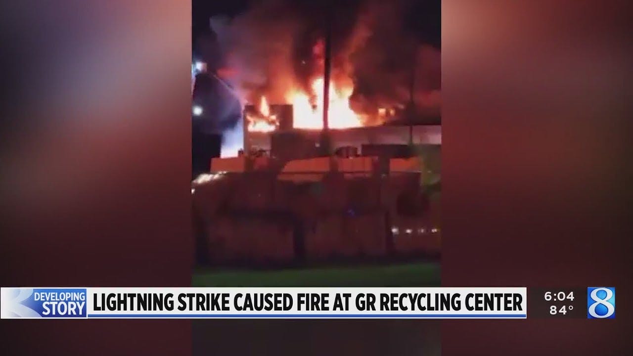 Lightning strike caused fire at GR recycling center