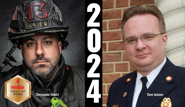 Christopher Hebert and Dave Iannone are the Firehouse Hall of Fame 2024 inductees. The pair launched Firehouse.com on Dec. 25, 1998 and will be honored at the FireFusion conference in Charleston, SC, on Nov. 6, 2024.