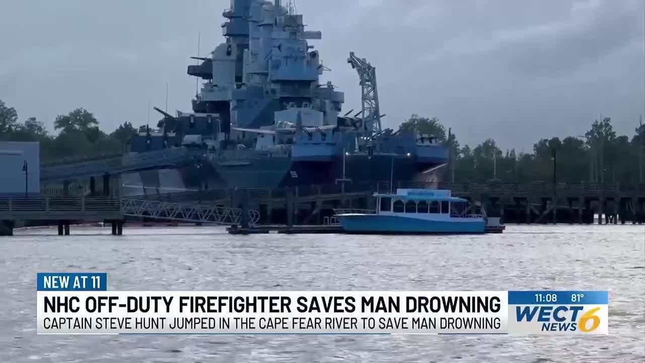 Off-duty New Hanover County firefighter jumps in to save man drowning in Cape Fear River