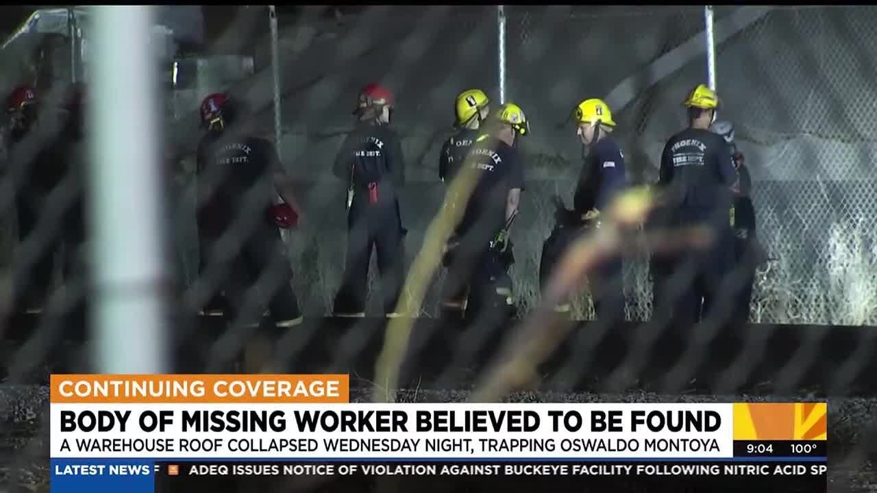 Crews locate body in Phoenix warehouse roof collapse