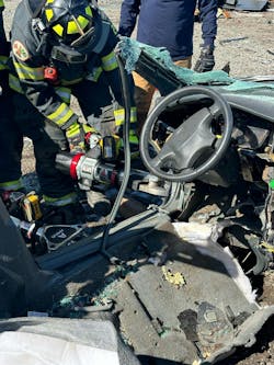 Making the first relief cut perpendicular to the vehicle rather than in line with the rocker channel decreases the likelihood of the cutter moving into the passenger compartment. Making the first relief cut perpendicular to the vehicle rather than in line with the rocker channel decreases the likelihood of the cutter moving into the passenger compartment.