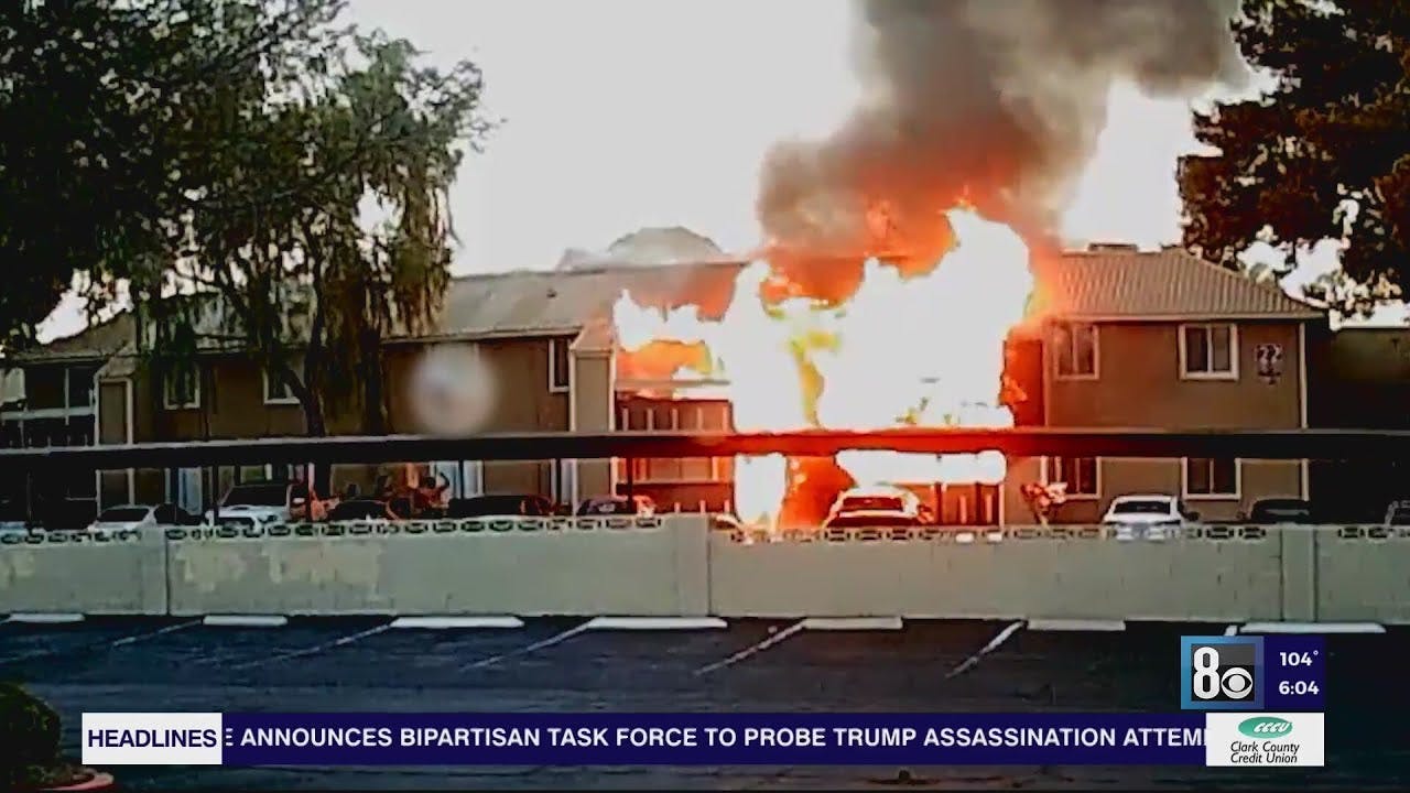 Video of deadly Las Vegas fire shows man on fire, person jumping from window
