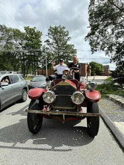 Retiring Shrewsbury Fire Chief James Vuona rode home after his last shift in style. Retiring Shrewsbury Fire Chief James Vuona rode home after his last shift in style.