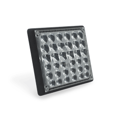 The lens itself is not the typical hard polycarbonate cover but, rather, a flexible and completely clear silicone. The lens itself is not the typical hard polycarbonate cover but, rather, a flexible and completely clear silicone.