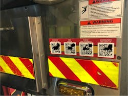 QR codes that were adhered to the inside of a company officers apparatus door provided that person with the means to launch a web form to collect data and make notifications. QR codes that were adhered to the inside of a company officers apparatus door provided that person with the means to launch a web form to collect data and make notifications.