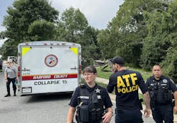 Law enforcement and fire/rescue officials gather at the scene of the house explosion in Bel Air Sunday morning. Law enforcement and fire/rescue officials gather at the scene of the house explosion in Bel Air Sunday morning.