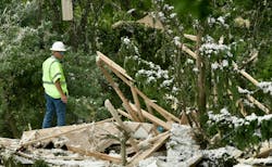 An investigator surveys the scene of an explosion that leveled a home in the 2300 block of Arthurs Woods Drive in Bel Air. An investigator surveys the scene of an explosion that leveled a home in the 2300 block of Arthurs Woods Drive in Bel Air.