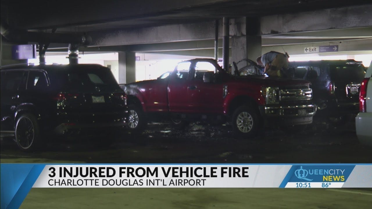 Fire Destroys Vehicles at Charlotte Airport