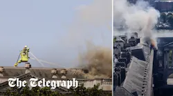 Firefighters battle huge blaze at at Somerset House